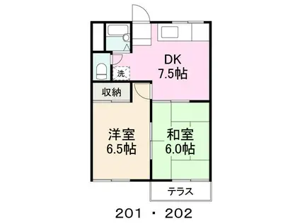 グレースハイム(2DK/2階)の間取り写真