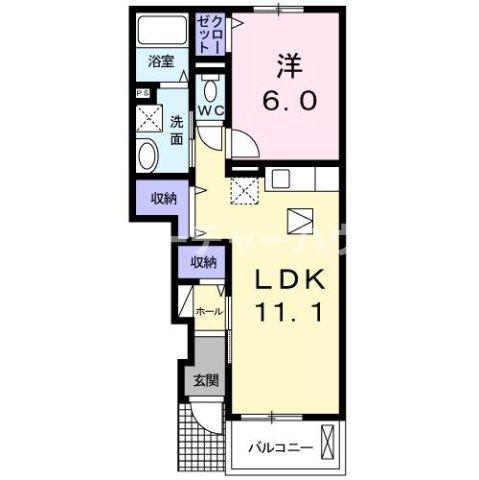 サンフル ブローテ(1LDK/1階)の間取り写真