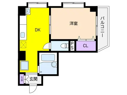 フリックコート(1DK/3階)の間取り写真