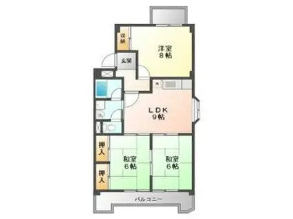 七反田ハイツA・B棟(3LDK/4階)の間取り写真