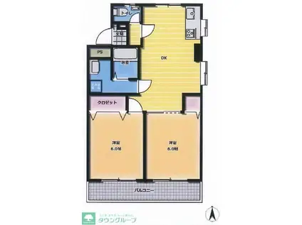 花小金井ジュエンション(2DK/1階)の間取り写真