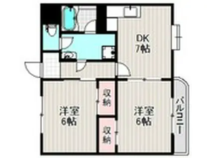 GREEN鳳(2DK/1階)の間取り写真