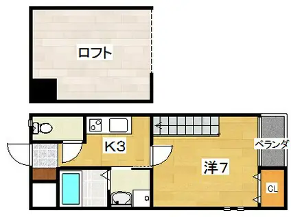 カーサドマーニ(1K/1階)の間取り写真