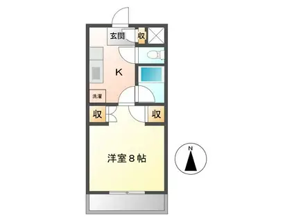 グリーンコート(1K/2階)の間取り写真