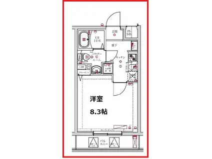 レンティーヴァ綾瀬(1K/3階)の間取り写真