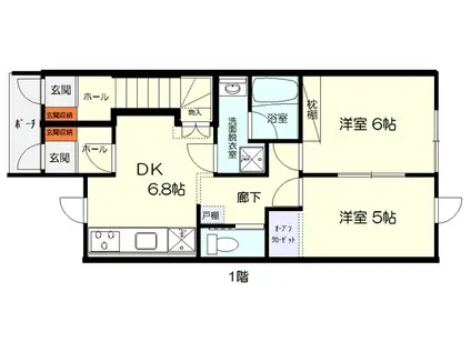 ソラーナ(2DK/1階)の間取り写真