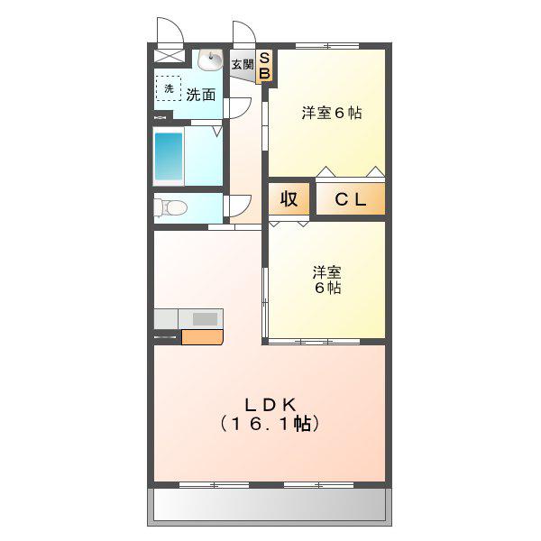 エムズ フレッチェ(2LDK/1階)の間取り写真