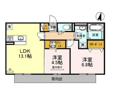 夢彩館III(2LDK/1階)の間取り写真