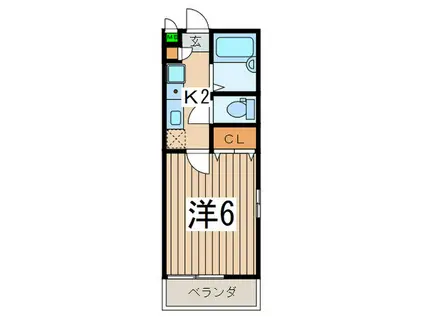ベイコート和田町B棟(1K/2階)の間取り写真