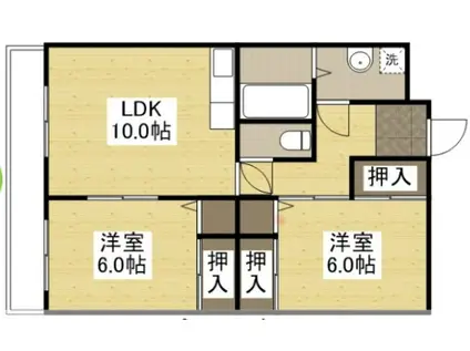 岡田マンション(2LDK/2階)の間取り写真