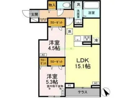 CLASSEUM連坊I(2LDK/1階)の間取り写真