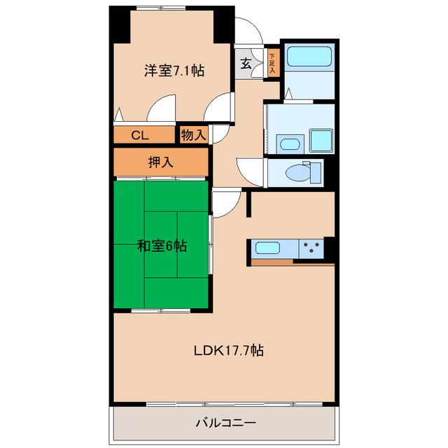 グラスランド21(2LDK/1階)の間取り写真