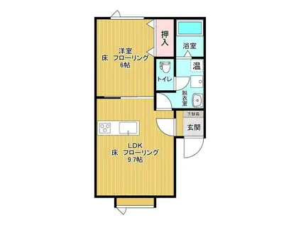 ハッピー美芳(1LDK/2階)の間取り写真