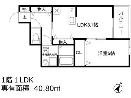 グリーンヒル大和(1LDK/1階)の間取り写真