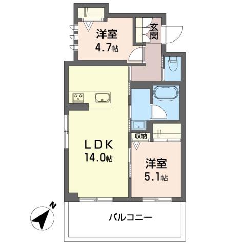 ドルフアルジョン(2LDK/2階)の間取り写真