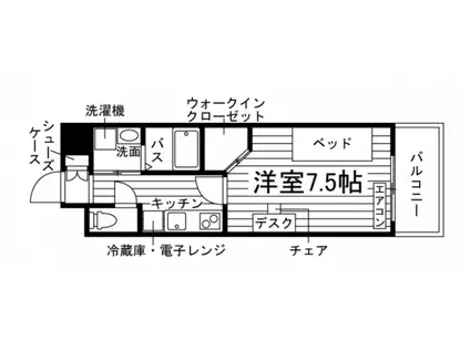 モン・トレゾール(1K/1階)の間取り写真