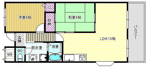 日吉壱番館(2LDK/2階)の間取り写真