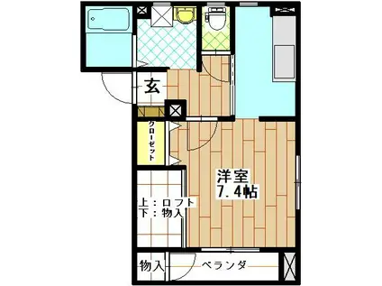 グランドール緑ヶ丘(1K/2階)の間取り写真