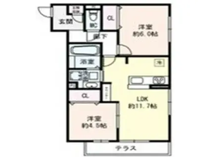 FLAT COMFY 豊中(2LDK/2階)の間取り写真