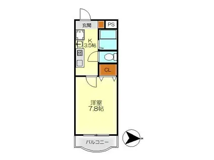 北岡マンション(1K/3階)の間取り写真