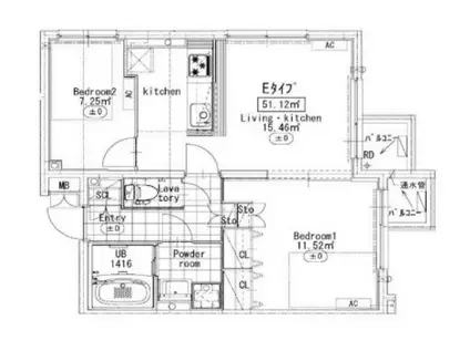 プライマル駒沢大学(2LDK/3階)の間取り写真
