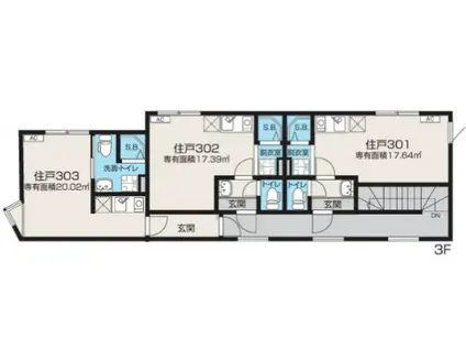 COX NISHIKAWAGUCHI(ワンルーム/3階)の間取り写真