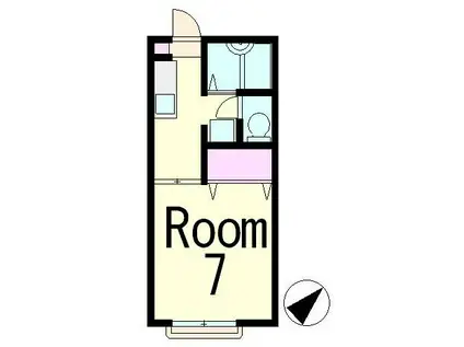 ルミエール一里山(1K/2階)の間取り写真