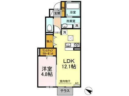 みつばちIV(1LDK/1階)の間取り写真