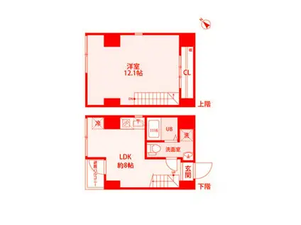 横浜レジデンス(1LDK/8階)の間取り写真