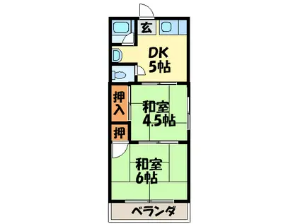 楠公ハイツ(2DK/1階)の間取り写真