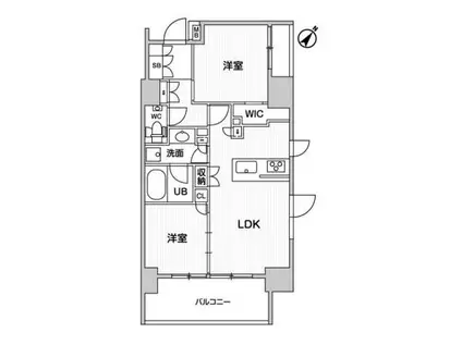 ディームス大井町(2LDK/8階)の間取り写真