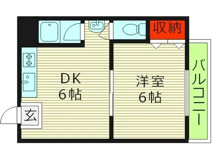 多田マンションパークサイド成育(1DK/1階)の間取り写真