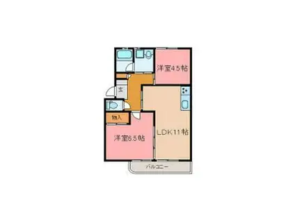 ロワールレジデンスIII(2LDK/2階)の間取り写真