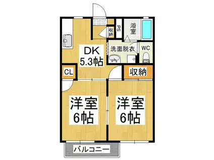 ディアス松原(2DK/1階)の間取り写真