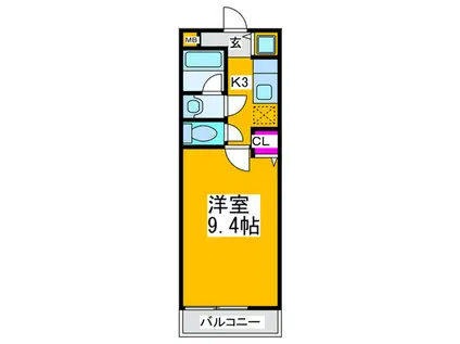 ワンズ・ワンB棟(1K/2階)の間取り写真