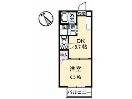 フローラルS(1DK/2階)の間取り写真