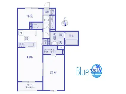 BELLE LEAD 大倉山(2LDK/1階)の間取り写真