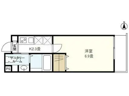 ウェルスクエア中野(1K/1階)の間取り写真