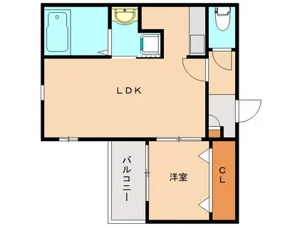 CHERIM姪浜西II(1LDK/3階)の間取り写真