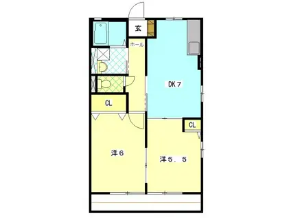 ショコラ(2DK/2階)の間取り写真