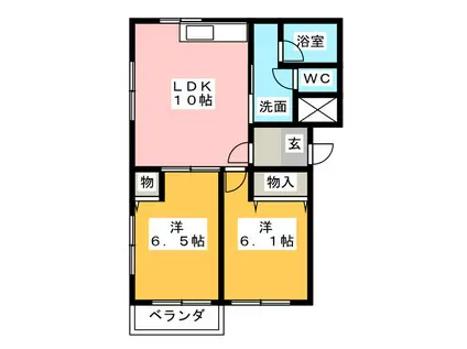 ソラーレ(2LDK/2階)の間取り写真