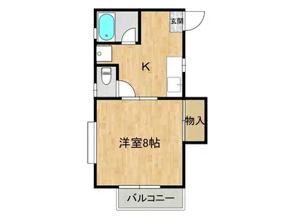 フラット春日(1K/2階)の間取り写真