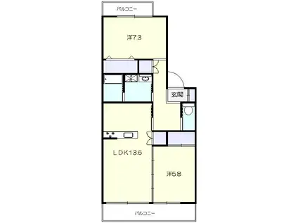 パークサイドミナミ(2LDK/2階)の間取り写真