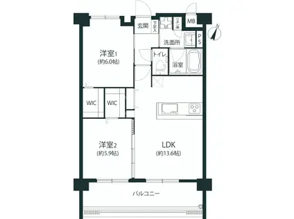 警固ビューアパートメント(2LDK/3階)の間取り写真