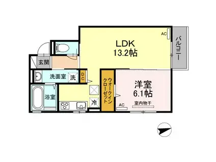 グアイスブラン(1LDK/1階)の間取り写真