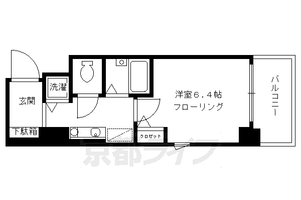プレサンス京都烏丸御池II(1K/8階)の間取り写真