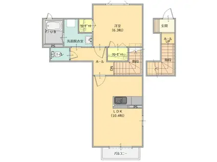 エコ・パルフェ(1LDK/2階)の間取り写真