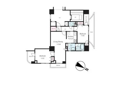 ディアスタ新子安ベイスタイル(2LDK/2階)の間取り写真