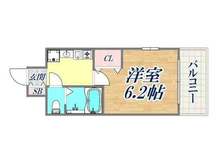 エステムコート神戸ハーバーランド前Ⅲコスタリティ(1K/2階)の間取り写真