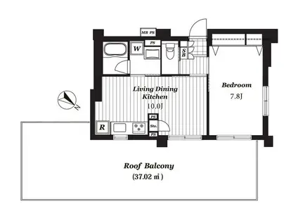 グーディッシュ久米川(1LDK/4階)の間取り写真